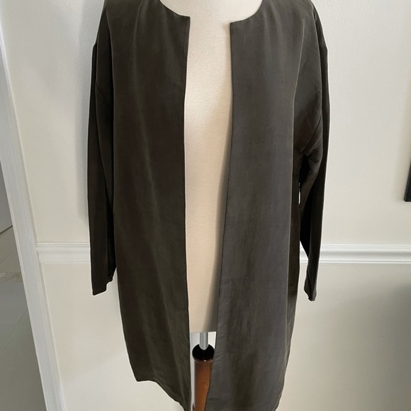 Eileen Fisher Loden Green M EUC washable Silk Cardigan - Picture 6 of 9